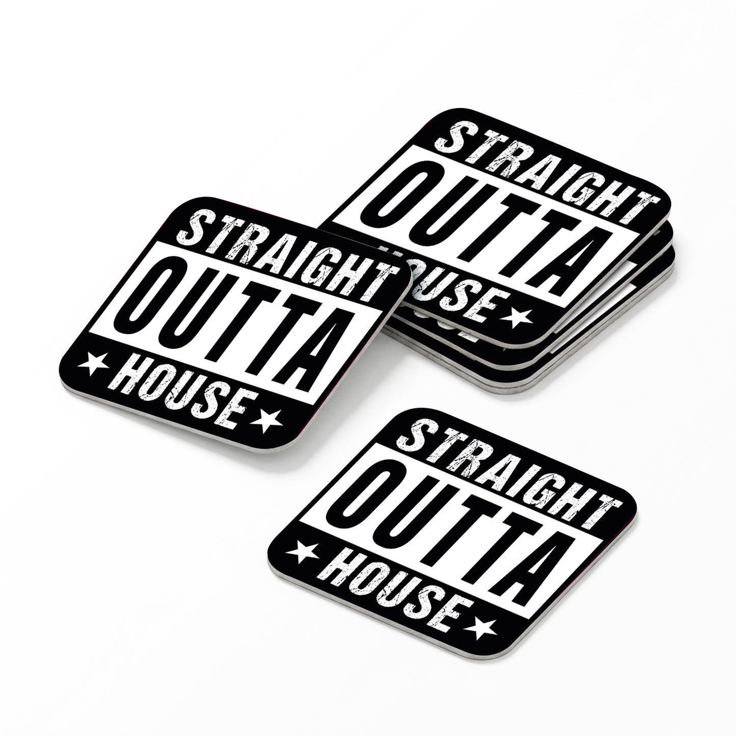Bierdeckel - Straight Outta House - Eckig 9,3 cm