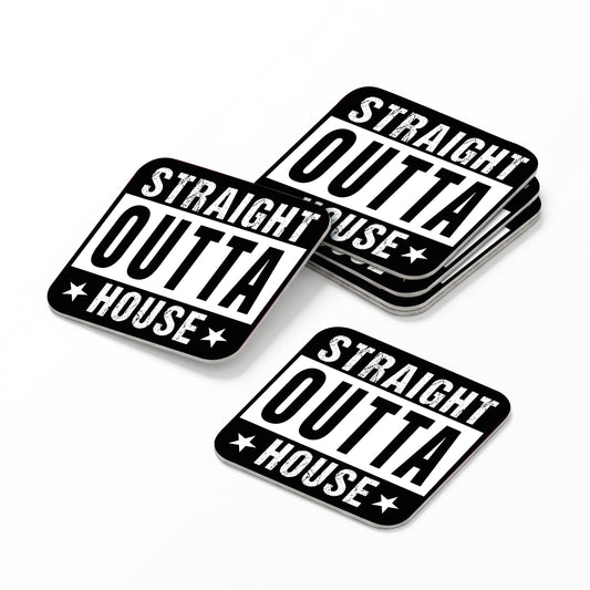Bierdeckel - Straight Outta House - Eckig 9,3 cm