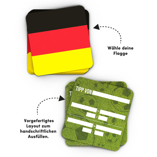 Bierdeckel "Tippspiel - Flaggen" - Eckig 9,3 cm